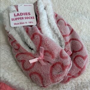 Pink Heart Slippers with Bow